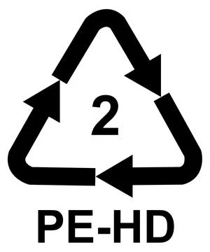 Recycling code 2 PE-HD - High-density polyethylene HDPE, black vector symbol Иллюстрация