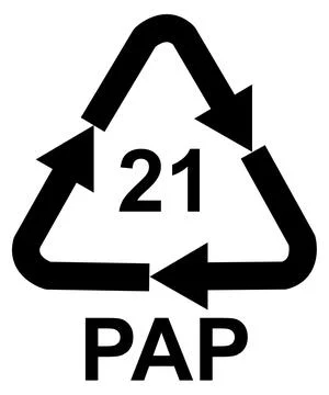 Recycling code 21 PAP - Other paper mixed paper, black vector symbol Иллюстрация