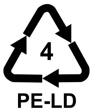 Recycling code 4 PE-LD - Low-density polyethylene LDPE, black vector symbol Иллюстрация