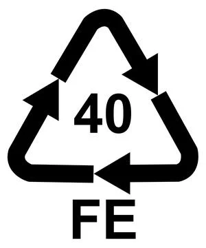 Recycling code 40 FE - Steel tinplate, black vector symbol Иллюстрация