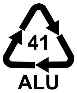 Recycling code 41 ALU - Aluminium, black vector symbol Иллюстрация