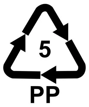Recycling code 5 PP - Polypropylene, black vector symbol Stockillustratie