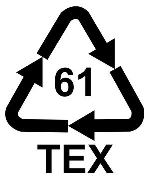 Recycling code 61 TEX - Jute, black vector symbol Иллюстрация