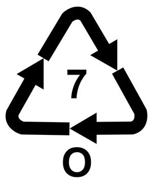 Recycling code 7 O - Other plastics, black vector symbol Иллюстрация