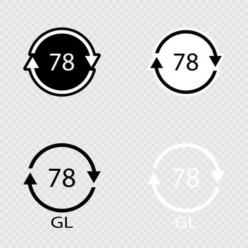 Recycling Code 78 GL Set. Silver Plated Glass. Stock Illustration