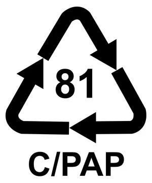 Recycling code 81 C-PAP - Composite paper and plastic, black vector symbol Иллюстрация