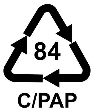 Recycling code 84 C-PAP - Composite paper plastic aluminium, black vector s.. Иллюстрация