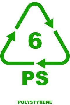 Recycling code icon, a green triangular icon with a number 6 inside, the ab.. Illustrazione stock