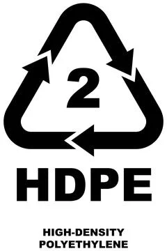 Recycling code icon, "HDPE" bold black symbol with number 2. Stock Illustration