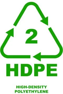 Recycling code icon, HDPE symbol with number 2. Green triangular graphic. Stock Illustration