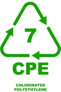 Recycling code icon, with number 7 code, signifying chlorinated polyethylene. 스톡 일러스트
