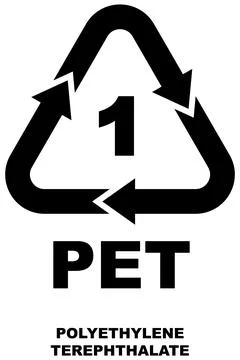 Recycling code icon, number one inside bold triangular symbol with arrows. Stock Illustration