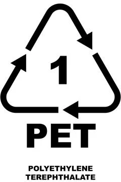 Recycling code icon "PET", the number one inside triangular recycling symbol. Stock Illustration