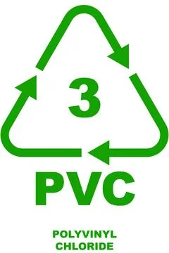 Recycling code icon, plastic type 3 PVC, green recycling triangle with arrow. Stock Illustration