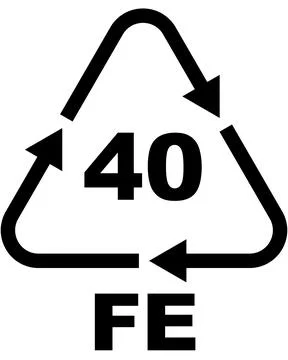Recycling code icon, triangle with number "40" and "FE" letters below. Illustrazione stock