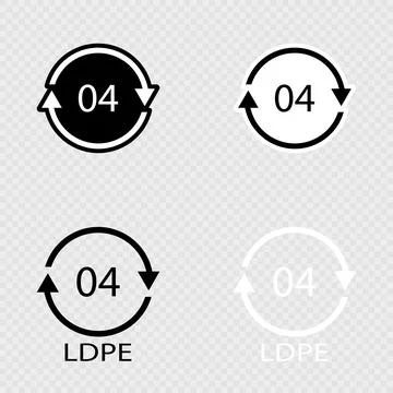 Recycling Code LDPE 04 Set. Low Density Polyethylene. Stock Illustration
