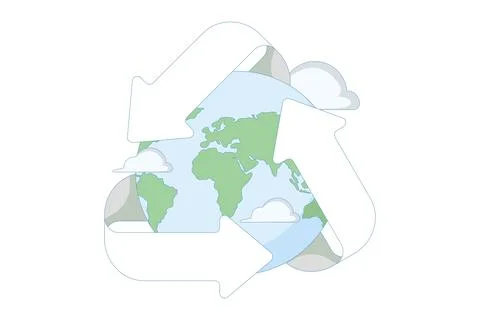 Recycling concept, saving the world from climate change or global warming. Illustrazione stock