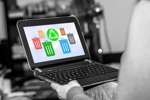 Recycling concept on a tablet 스톡 사진