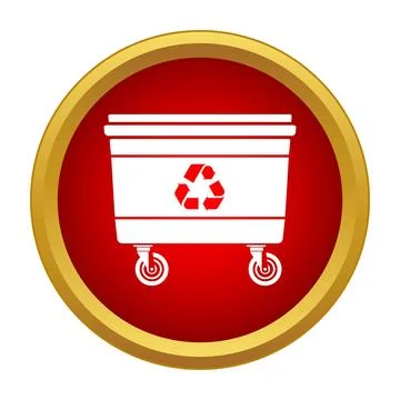 Recycling container icon on red background Stock Illustration