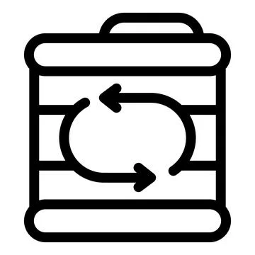 Recycling container with rotating arrows showing processing and reuse Illustrazione stock