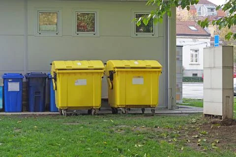 Recycling containers sorting Stock Photos