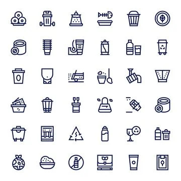 Recycling Digital Vector Pack containing 36 Grid Fitted Bold Line High Reso.. Stock Illustration