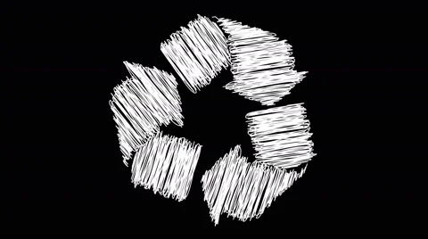Recycling drawn on scribble effect rotating white Stock Footage 64044486