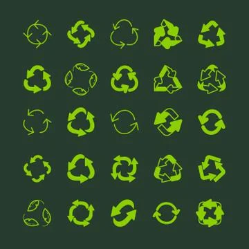 Recycling ecology thin line vector icon set. Stock Illustration