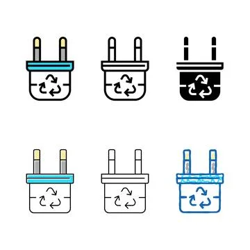 Recycling electrical plug color icon vector set Stock Illustration