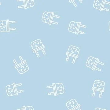Recycling electrical plug line seamless pattern Stock Illustration