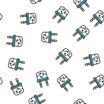 Recycling electrical plug vector seamless pattern Illustrazione stock