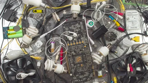 Recycling of Electronic Components 4K Vidéo 154381400