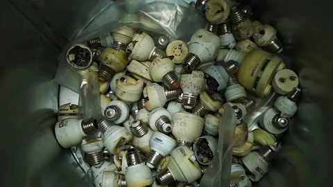 Recycling of Energy-Saving Lamps Stock Footage 87347682