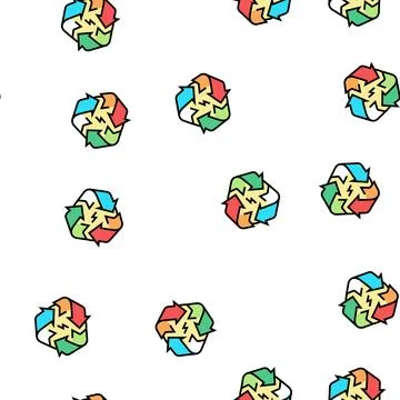 Recycling energy saving logo vector seamless pattern Stock Illustration