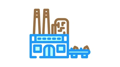 Recycling facility e waste pollution color icon animation Stock Footage 327256496