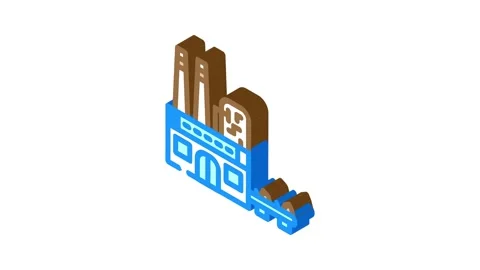 Recycling facility e waste pollution isometric icon animation Stock Footage 327275434