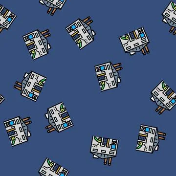 Recycling facility e waste pollution vector seamless pattern Stock Illustration