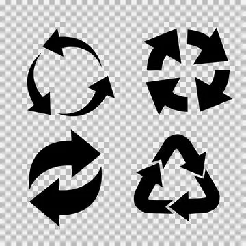 Recycling flat vector icons set. Arrows flat vector icons set Stock Illustration