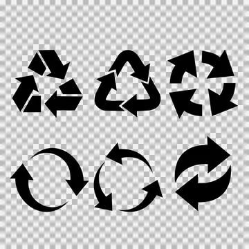 Recycling flat vector icons set. Arrows flat vector icons set Stock Illustration
