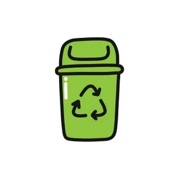 Recycling garbage bin doodle icon, vector illustration Stock Illustration