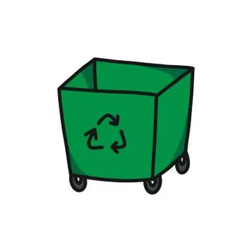 Recycling garbage bin doodle icon, vector illustration Stock Illustration