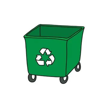 Recycling garbage bin doodle icon, vector illustration Illustrazione stock