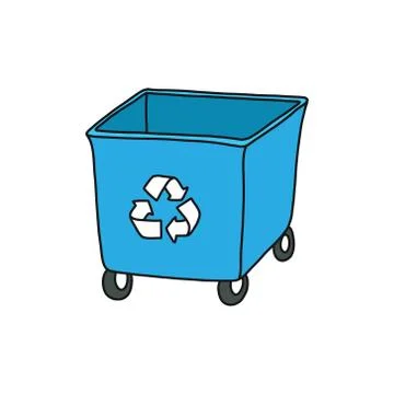 Recycling garbage bin doodle icon, vector illustration Stock Illustration