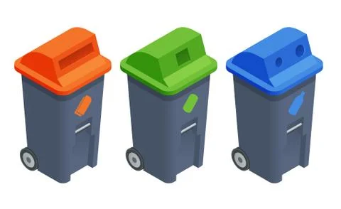 Recycling garbage elements. Sorting and processing of garbage. Illustrazione stock