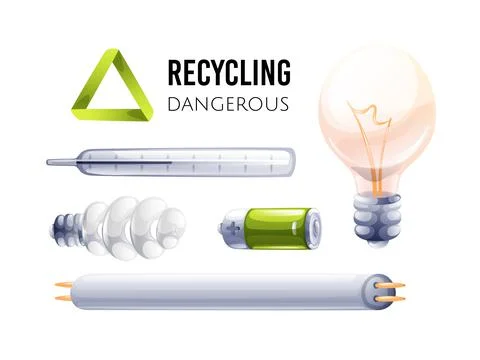 Recycling icon. Different types of dangerous waste Stock Illustration