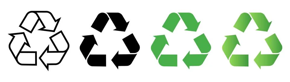 Recycling Icon Set Multiple Style Collection. Stock Illustration