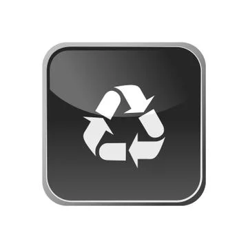 Recycling icon on a square button Stock Illustration