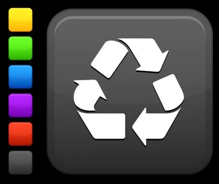 Recycling icon on square internet button Stock Illustration