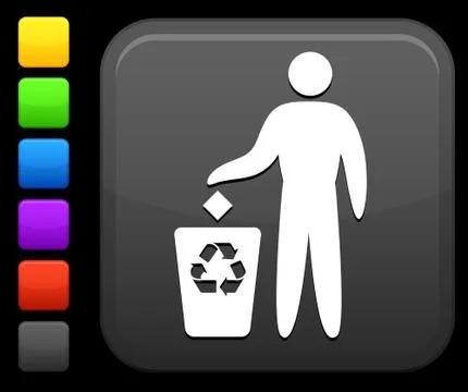 Recycling icon on square internet button Stock Illustration