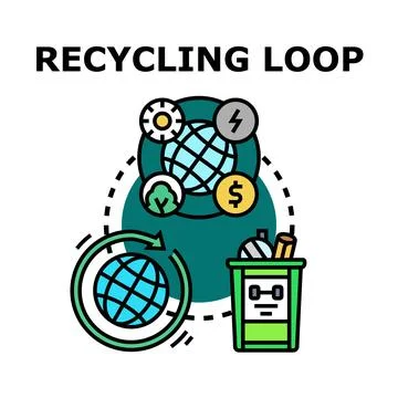 Recycling loop concept in green circular economy Stock Illustration